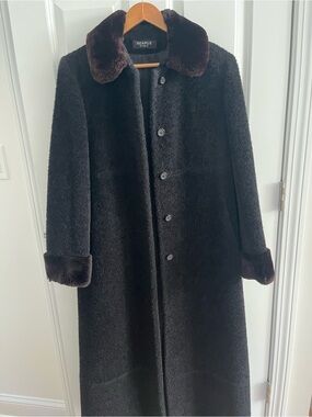 Searle Blatt Studio Women's Long Trench Coat in Black/Dark Brown